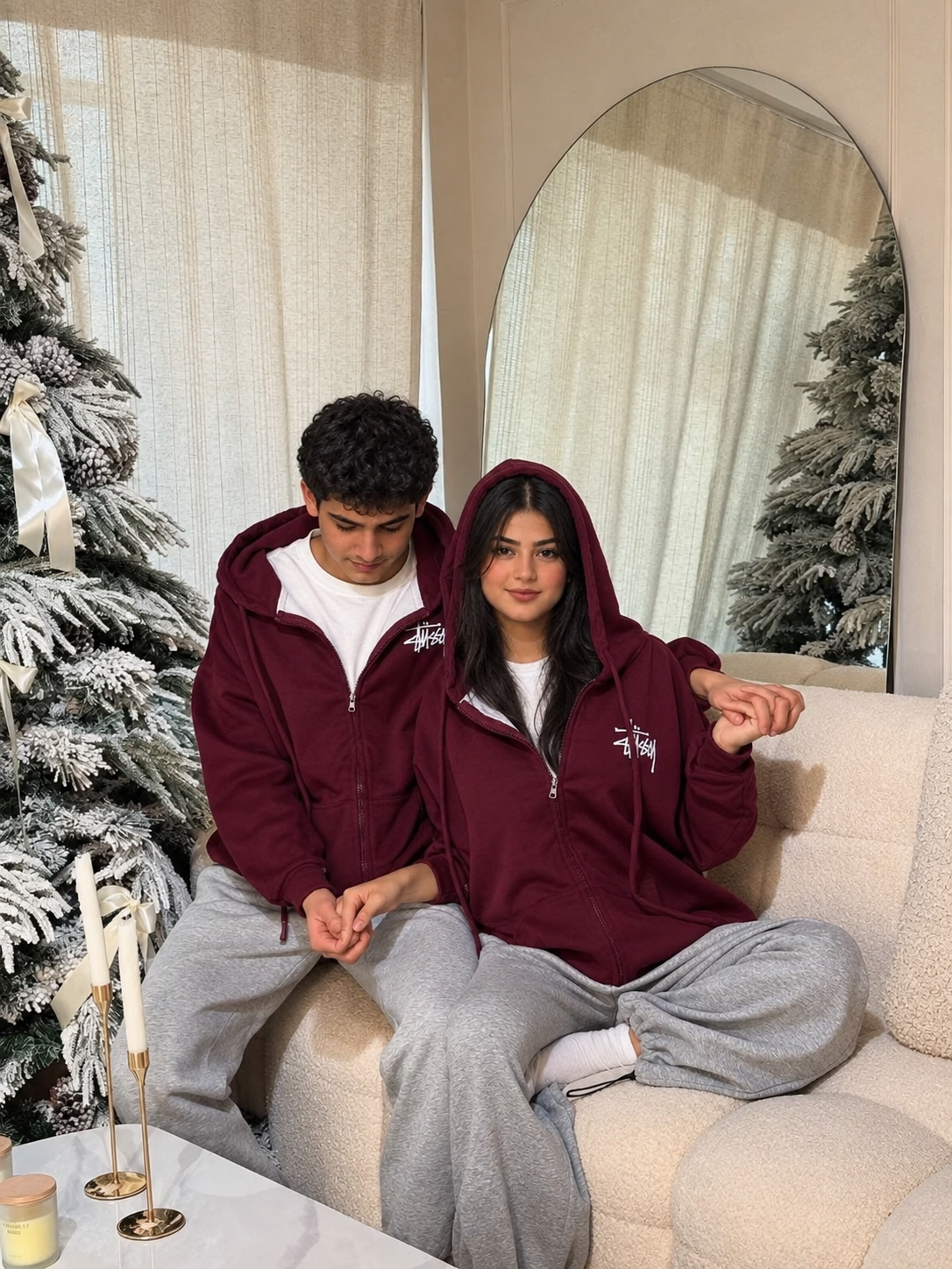 Stussy Couple Hoodie - Burgundy