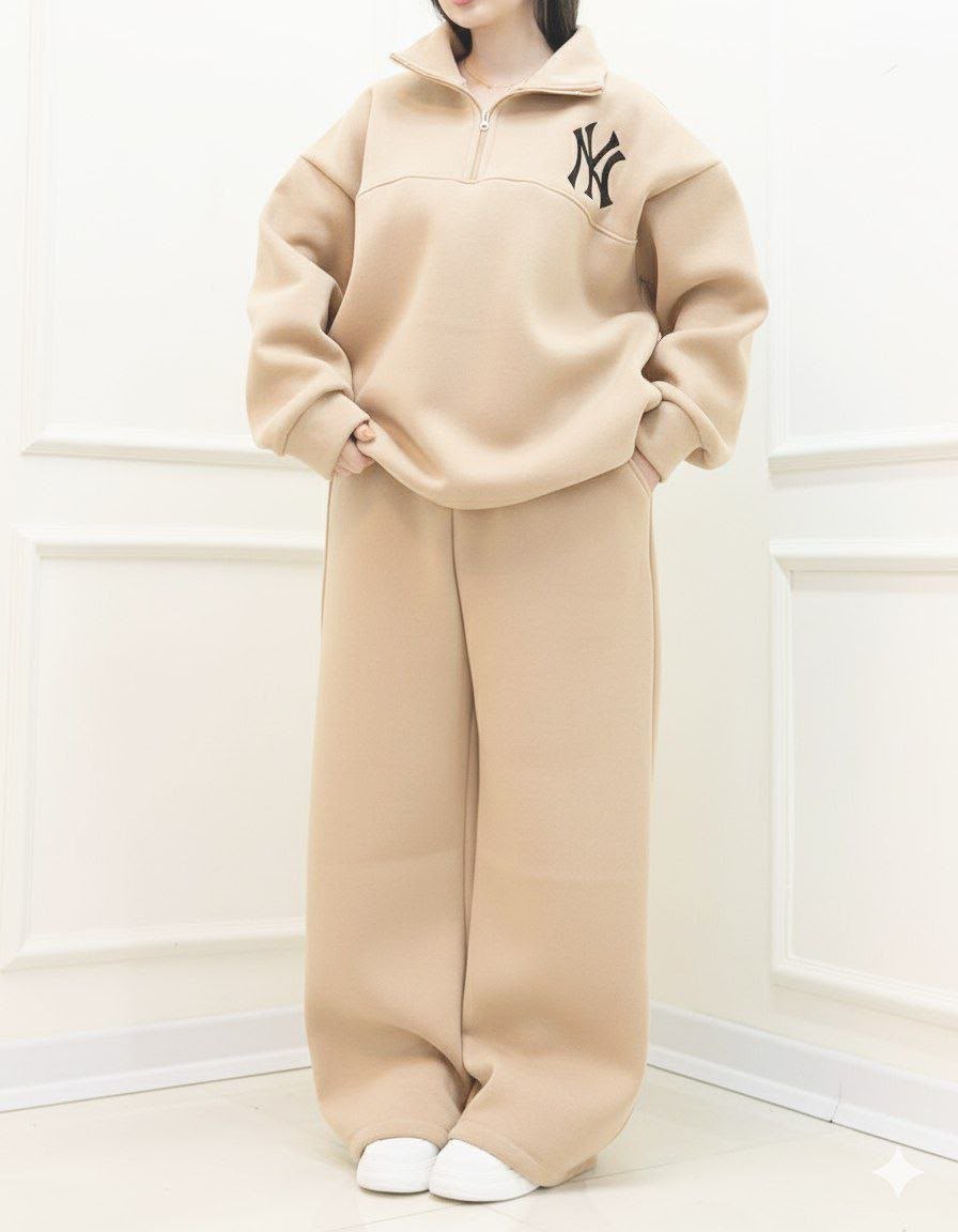 Zelvia NY Oversized Zip Set – Beige